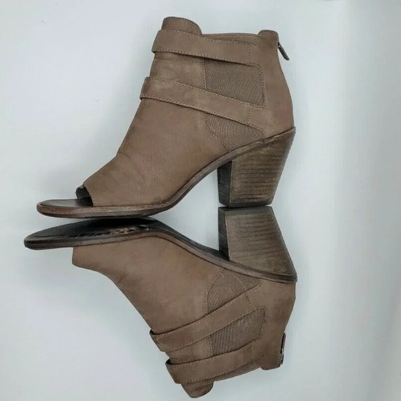 Eileen Fisher Womens List Ankle Boots Peep Toe Brown Leather Block Heel Size 9 - Picture 8 of 12